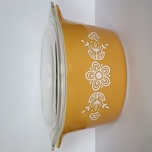 Vintage Butterfly Gold Pyrex Covered Casserole